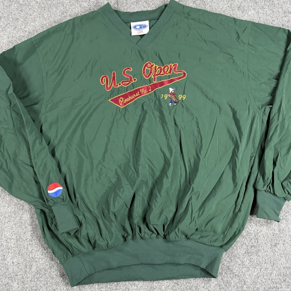 Vintage US Open Pinehurst Pullover Mens Large Green Windbreaker Nylon 1999 90s